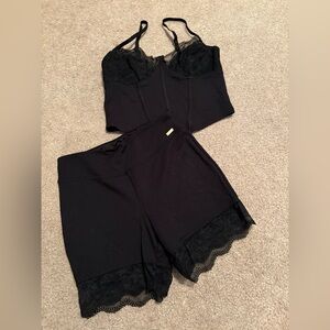 Adore Me Black Lace Top and Shorts Set